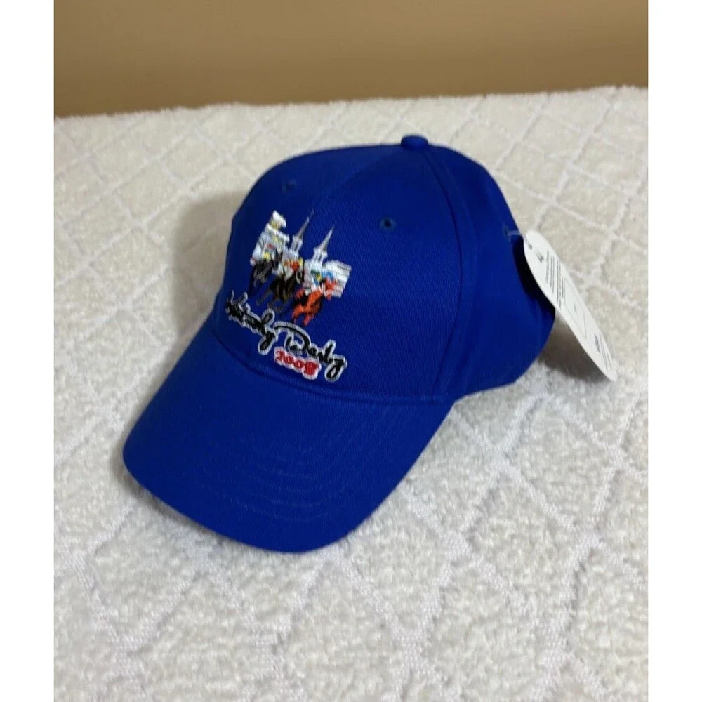 New Vintage Kentucky Derby 2008 Horse Racing Embroidered Adjustable Blue Hat